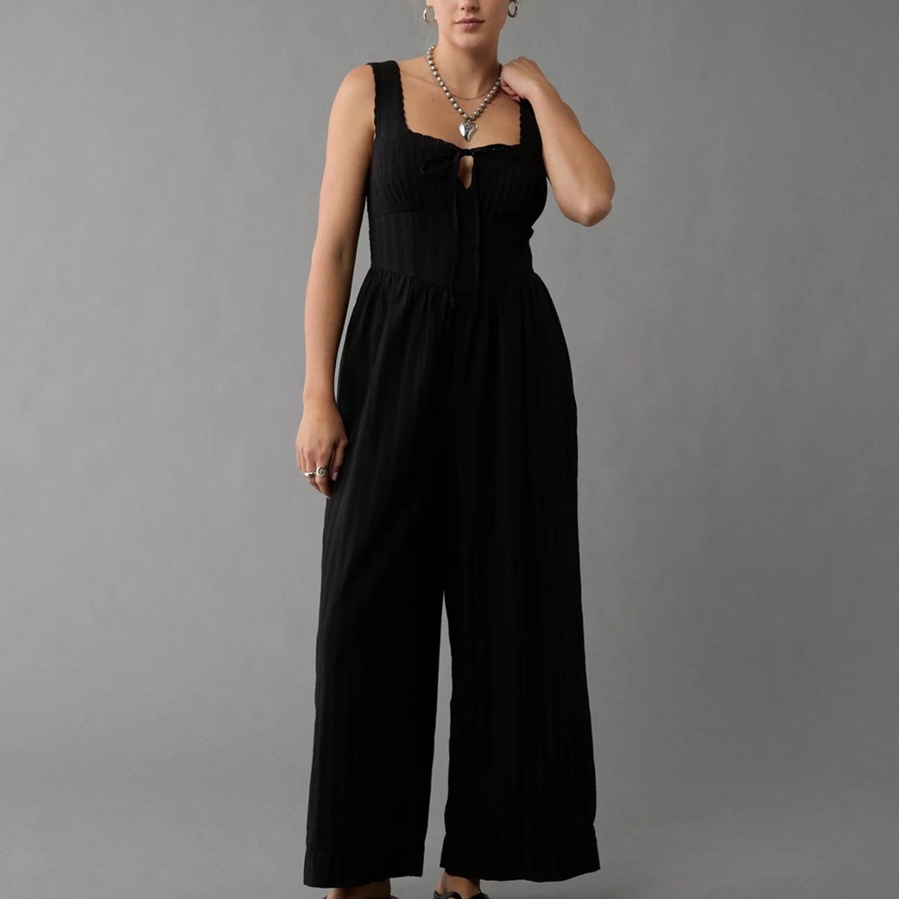 American Eagle Outfitters Black Wide-Leg Jumpsuit